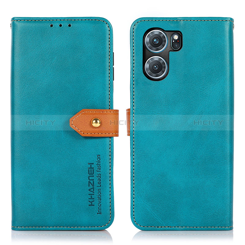 Coque Portefeuille Livre Cuir Etui Clapet N07P pour Oppo K10 5G Cyan Plus