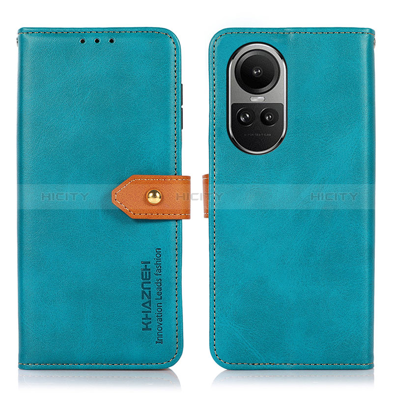 Coque Portefeuille Livre Cuir Etui Clapet N07P pour Oppo Reno10 5G Cyan Plus