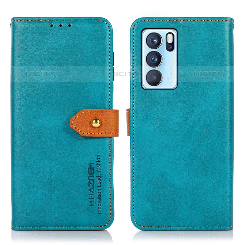 Coque Portefeuille Livre Cuir Etui Clapet N07P pour Oppo Reno6 Pro 5G India Cyan Plus