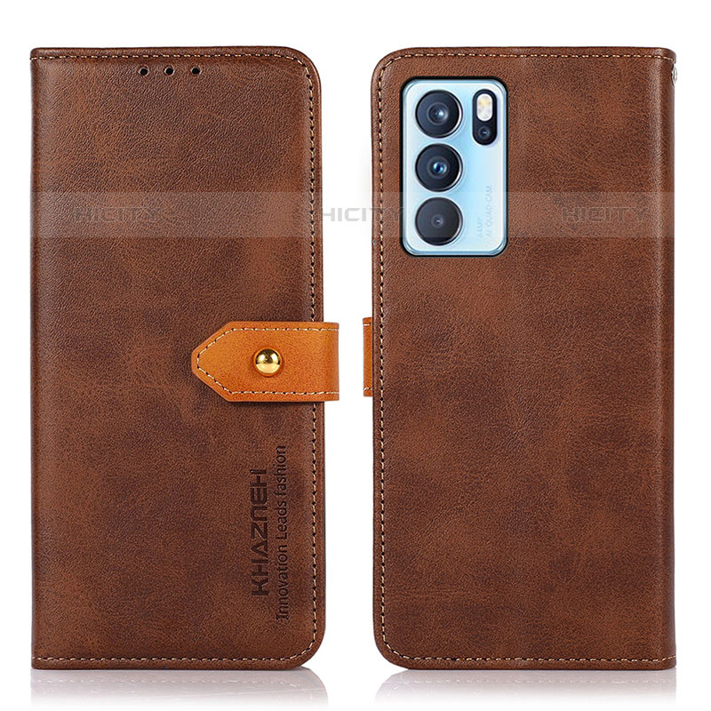 Coque Portefeuille Livre Cuir Etui Clapet N07P pour Oppo Reno6 Pro 5G India Marron Plus