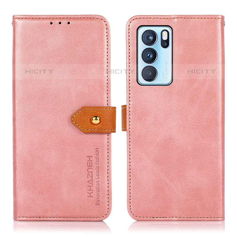 Coque Portefeuille Livre Cuir Etui Clapet N07P pour Oppo Reno6 Pro 5G India Rose Plus