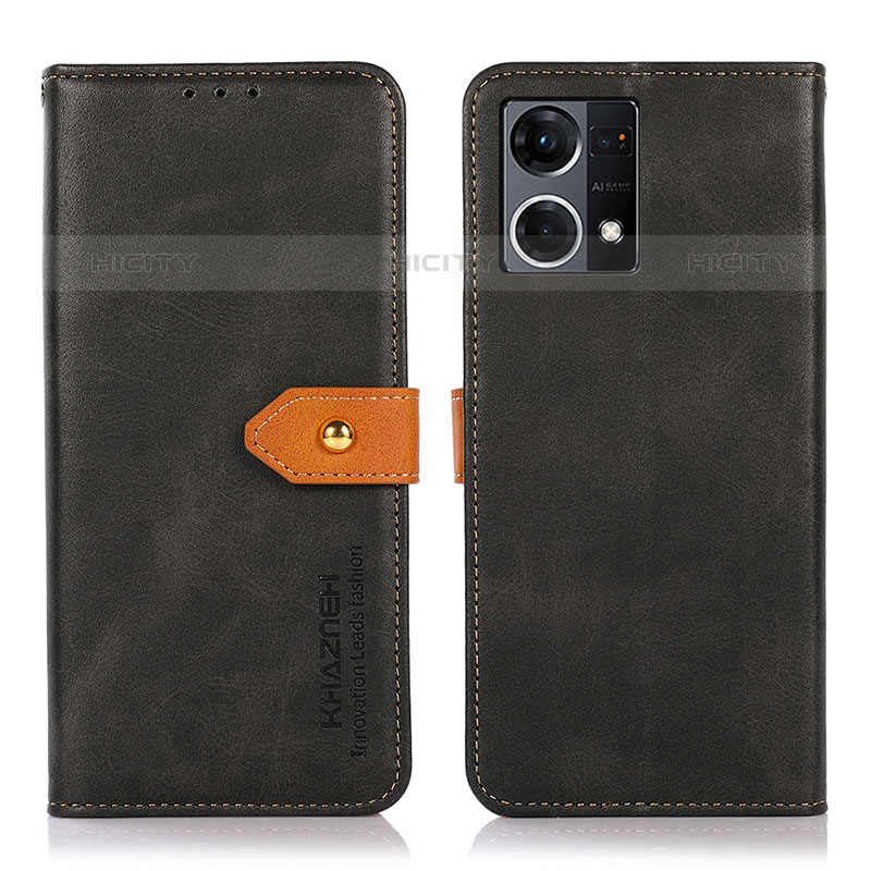 Coque Portefeuille Livre Cuir Etui Clapet N07P pour Oppo Reno7 4G Noir Plus