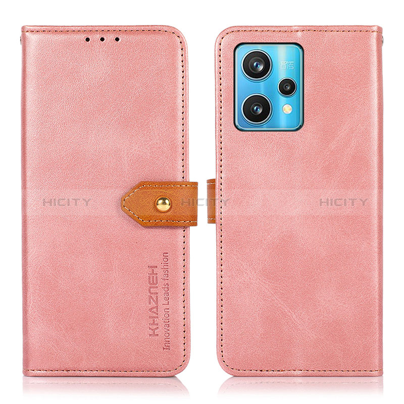 Coque Portefeuille Livre Cuir Etui Clapet N07P pour Realme 9 4G Rose Plus