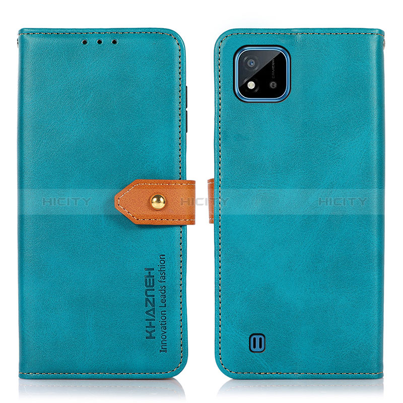 Coque Portefeuille Livre Cuir Etui Clapet N07P pour Realme C11 (2021) Cyan Plus