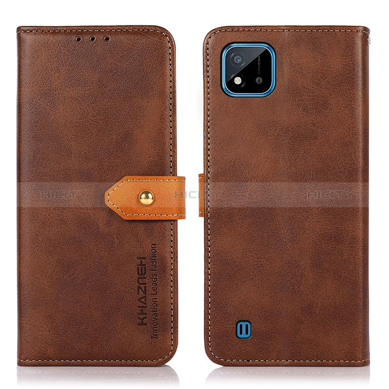 Coque Portefeuille Livre Cuir Etui Clapet N07P pour Realme C11 (2021) Marron Plus