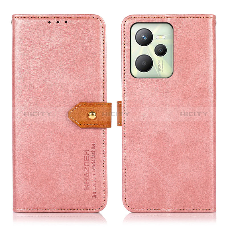 Coque Portefeuille Livre Cuir Etui Clapet N07P pour Realme C35 Rose Plus