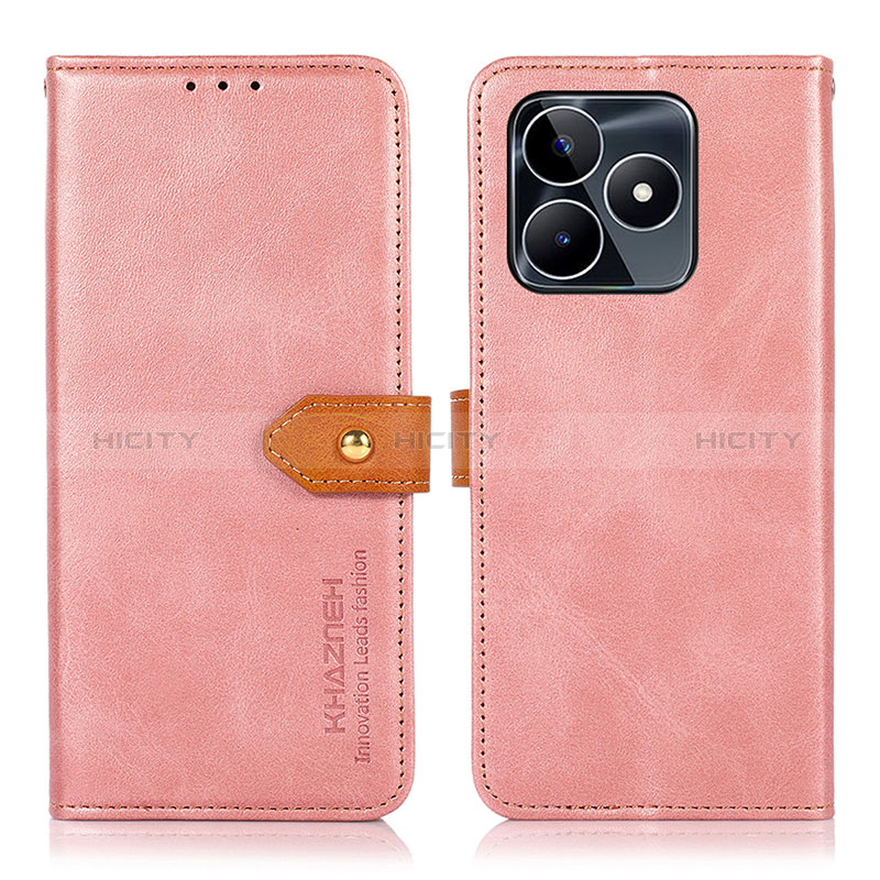 Coque Portefeuille Livre Cuir Etui Clapet N07P pour Realme C67 Rose Plus