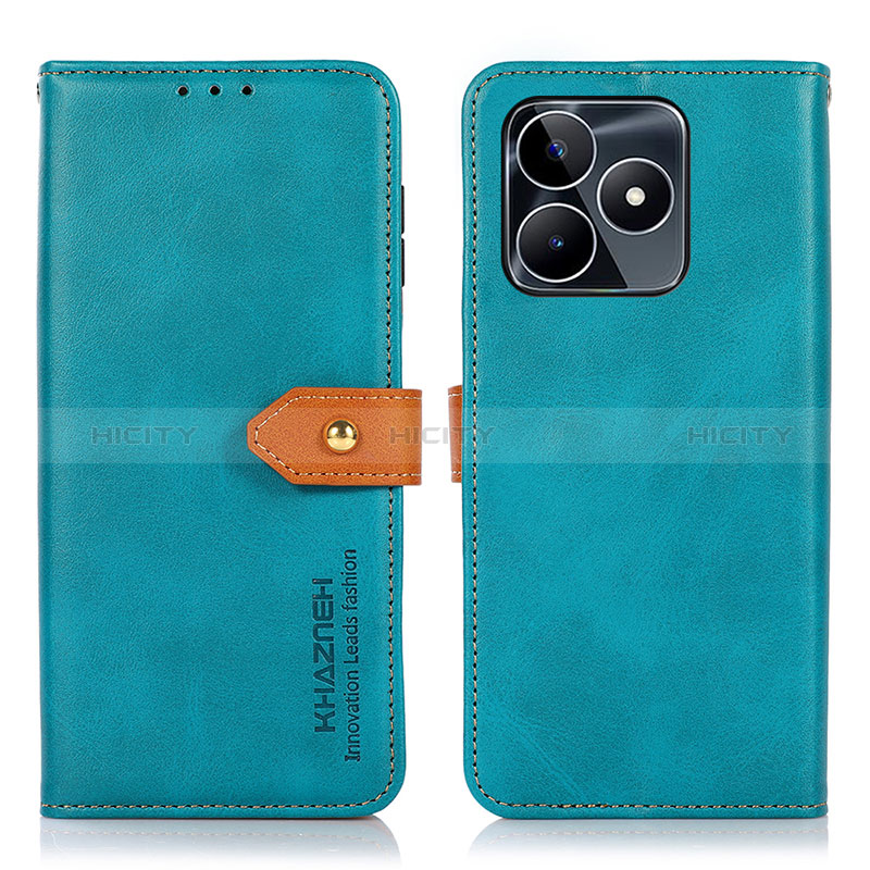 Coque Portefeuille Livre Cuir Etui Clapet N07P pour Realme Narzo N53 Cyan Plus