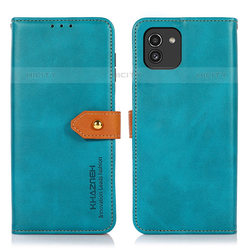 Coque Portefeuille Livre Cuir Etui Clapet N07P pour Samsung Galaxy A03 Cyan Plus