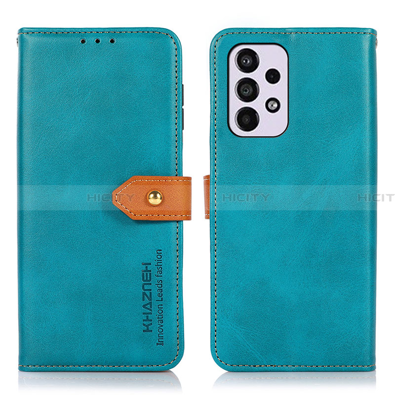 Coque Portefeuille Livre Cuir Etui Clapet N07P pour Samsung Galaxy A33 5G Cyan Plus