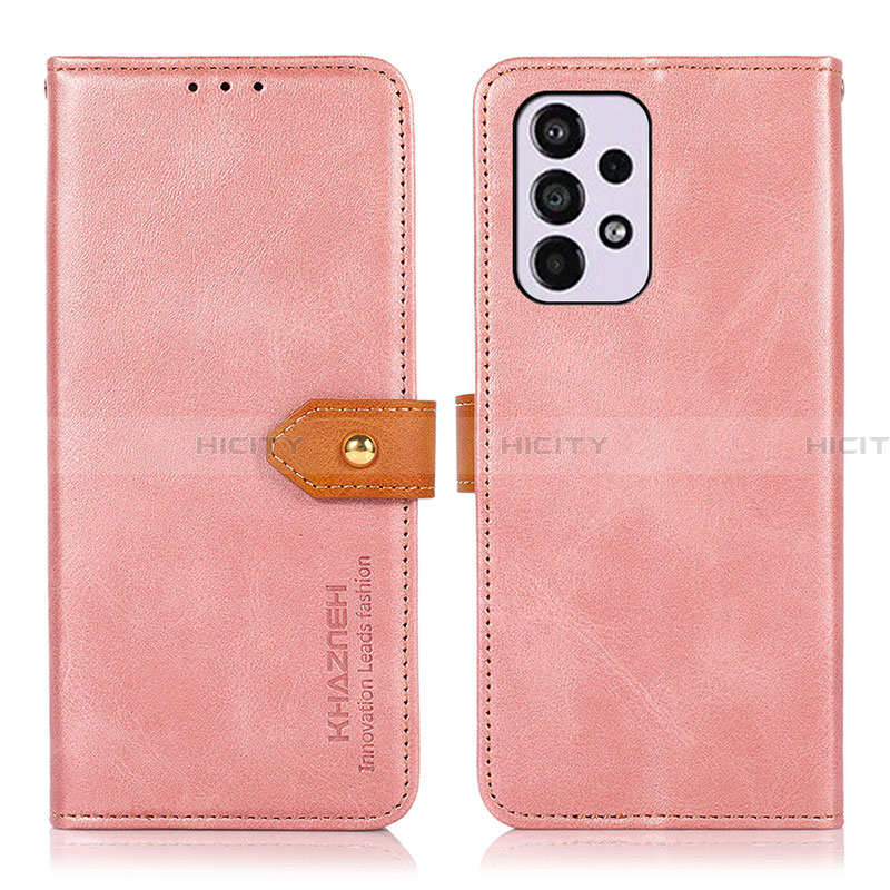 Coque Portefeuille Livre Cuir Etui Clapet N07P pour Samsung Galaxy A33 5G Rose Plus