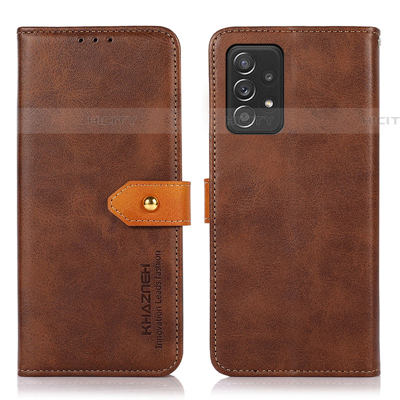 Coque Portefeuille Livre Cuir Etui Clapet N07P pour Samsung Galaxy A52 5G Marron Plus