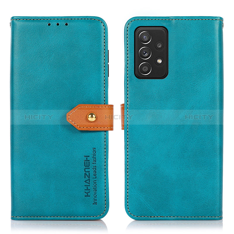 Coque Portefeuille Livre Cuir Etui Clapet N07P pour Samsung Galaxy A52s 5G Cyan Plus