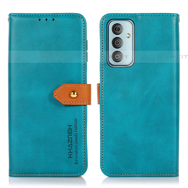 Coque Portefeuille Livre Cuir Etui Clapet N07P pour Samsung Galaxy M13 4G Cyan Plus