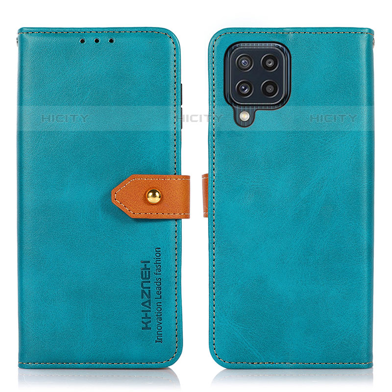 Coque Portefeuille Livre Cuir Etui Clapet N07P pour Samsung Galaxy M32 4G Cyan Plus