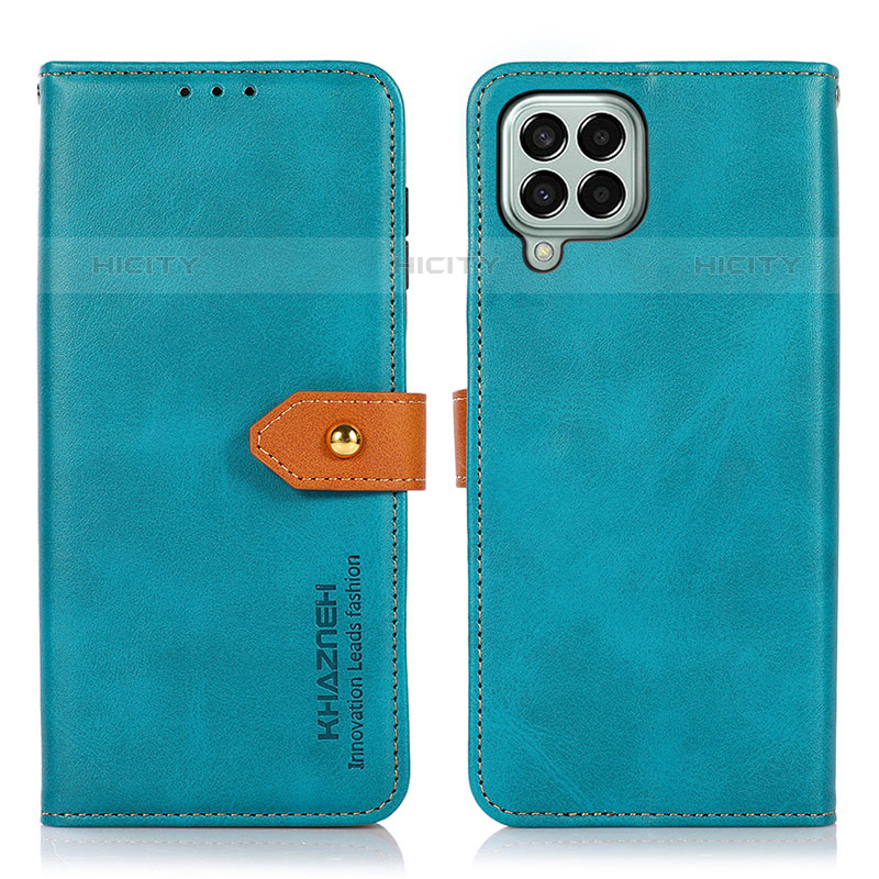 Coque Portefeuille Livre Cuir Etui Clapet N07P pour Samsung Galaxy M33 5G Cyan Plus