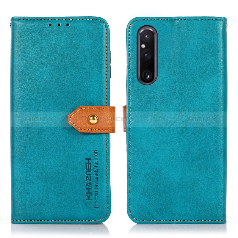 Coque Portefeuille Livre Cuir Etui Clapet N07P pour Sony Xperia 1 V Cyan Plus