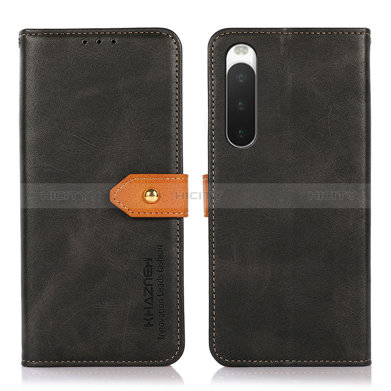 Coque Portefeuille Livre Cuir Etui Clapet N07P pour Sony Xperia 10 IV Noir Plus