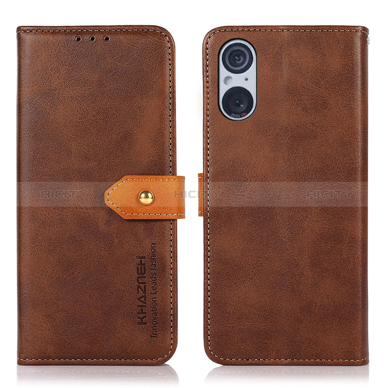 Coque Portefeuille Livre Cuir Etui Clapet N07P pour Sony Xperia 5 V Marron Plus