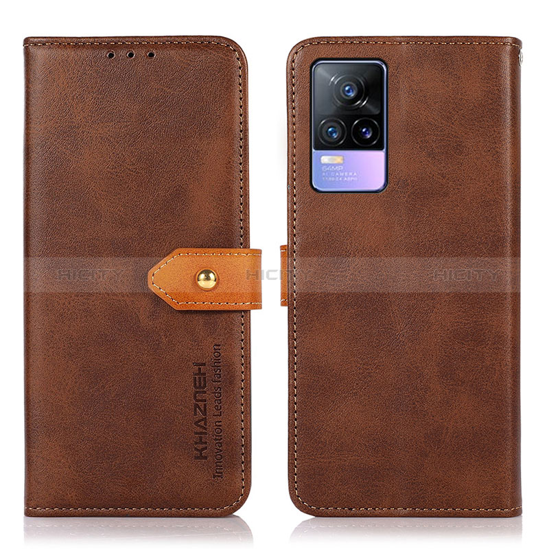 Coque Portefeuille Livre Cuir Etui Clapet N07P pour Vivo V21e 4G Marron Plus