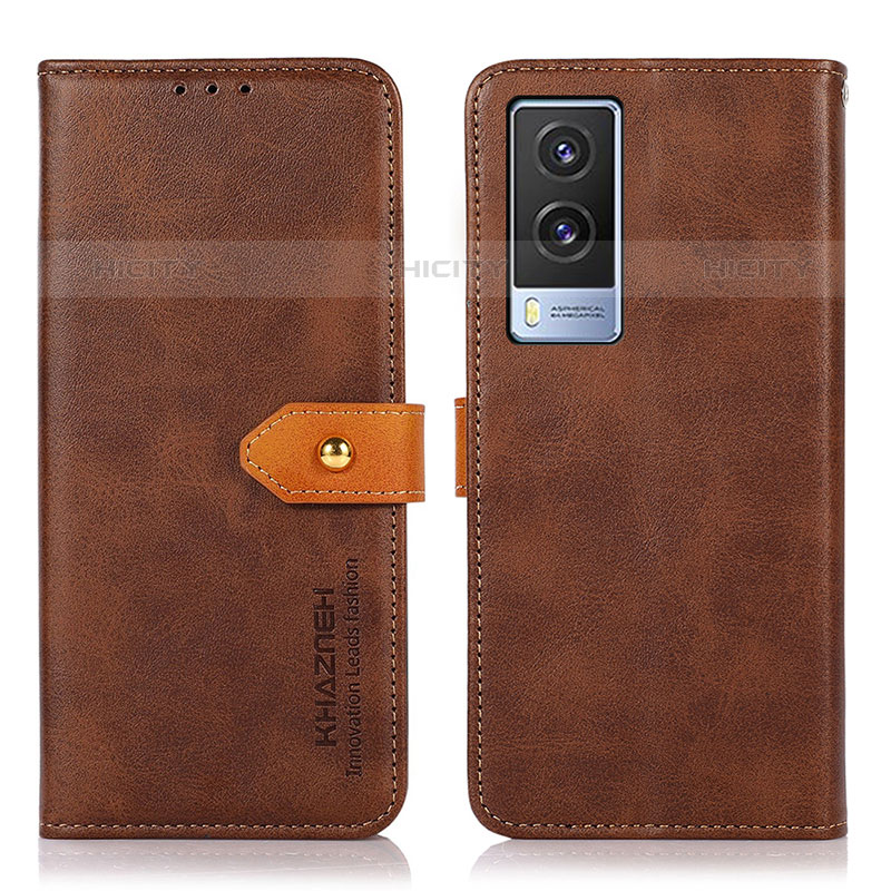 Coque Portefeuille Livre Cuir Etui Clapet N07P pour Vivo V21e 5G Marron Plus