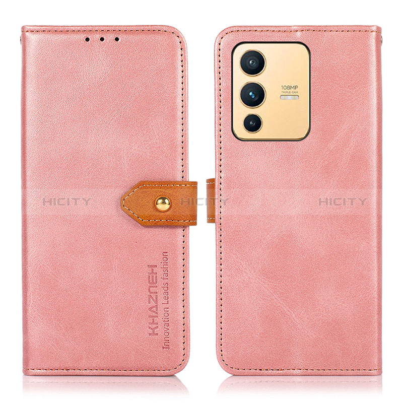 Coque Portefeuille Livre Cuir Etui Clapet N07P pour Vivo V23 5G Rose Plus