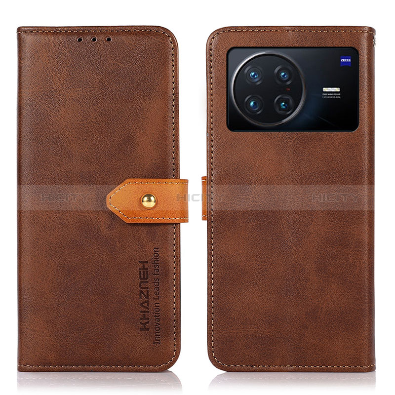 Coque Portefeuille Livre Cuir Etui Clapet N07P pour Vivo X Note Marron Plus