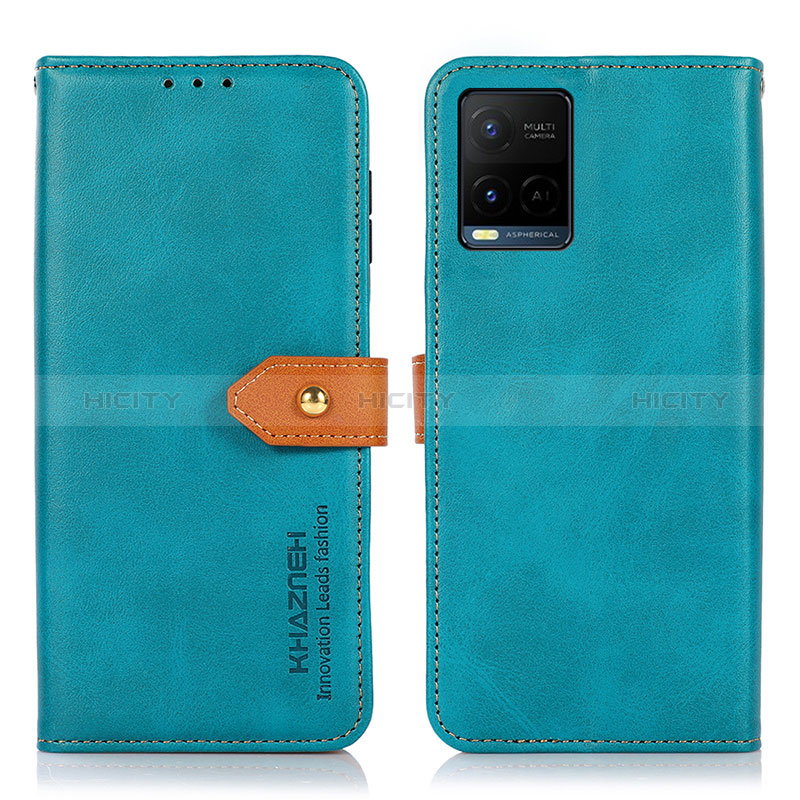 Coque Portefeuille Livre Cuir Etui Clapet N07P pour Vivo Y21G Cyan Plus