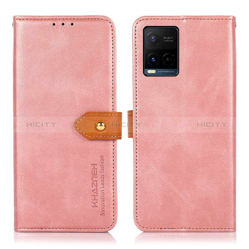 Coque Portefeuille Livre Cuir Etui Clapet N07P pour Vivo Y21G Rose Plus