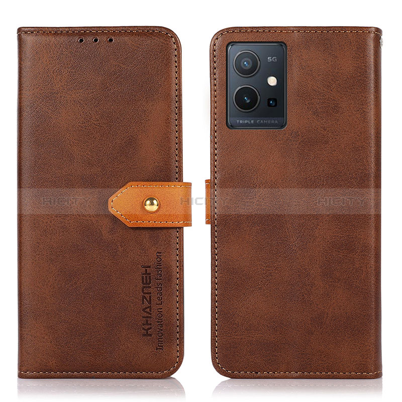 Coque Portefeuille Livre Cuir Etui Clapet N07P pour Vivo Y52t 5G Marron Plus