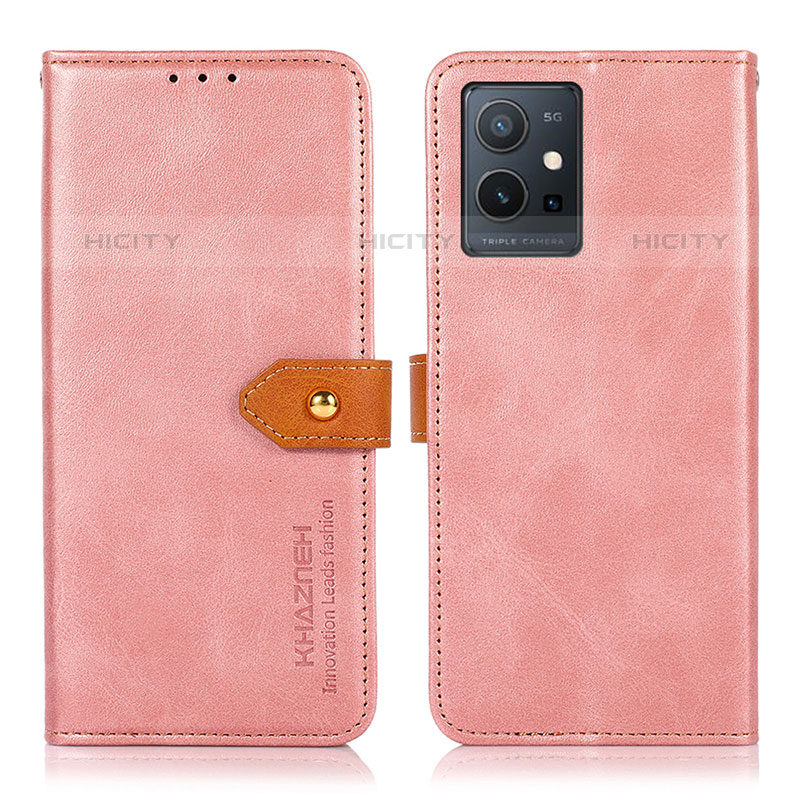 Coque Portefeuille Livre Cuir Etui Clapet N07P pour Vivo Y55 5G Rose Plus