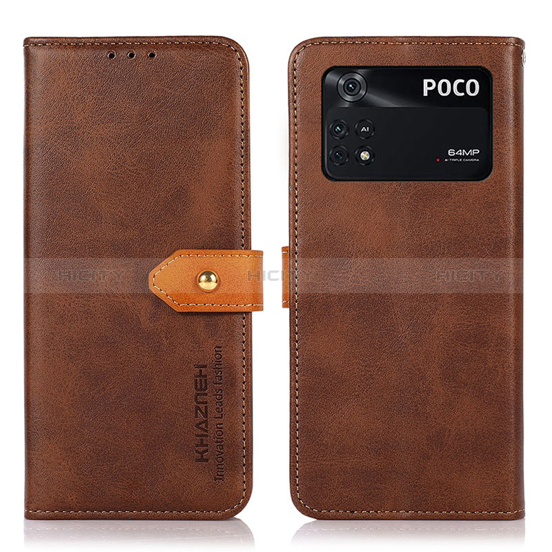 Coque Portefeuille Livre Cuir Etui Clapet N07P pour Xiaomi Poco M4 Pro 4G Marron Plus