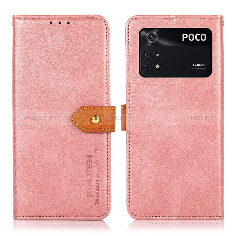 Coque Portefeuille Livre Cuir Etui Clapet N07P pour Xiaomi Poco M4 Pro 4G Rose Plus