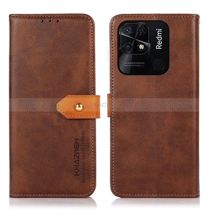 Coque Portefeuille Livre Cuir Etui Clapet N07P pour Xiaomi Redmi 10 India Marron Plus