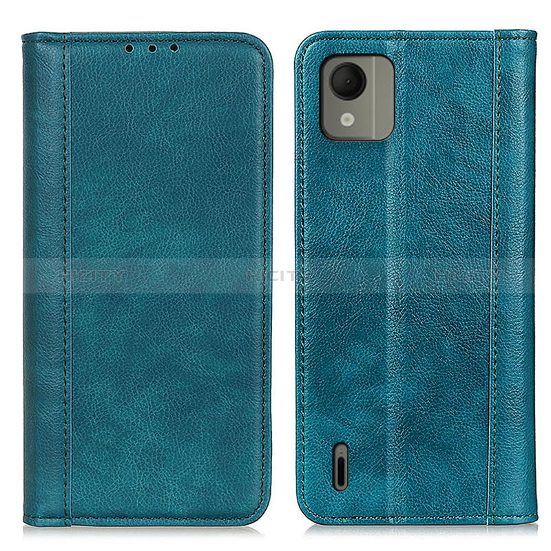 Coque Portefeuille Livre Cuir Etui Clapet N08P pour Nokia C110 Vert Plus