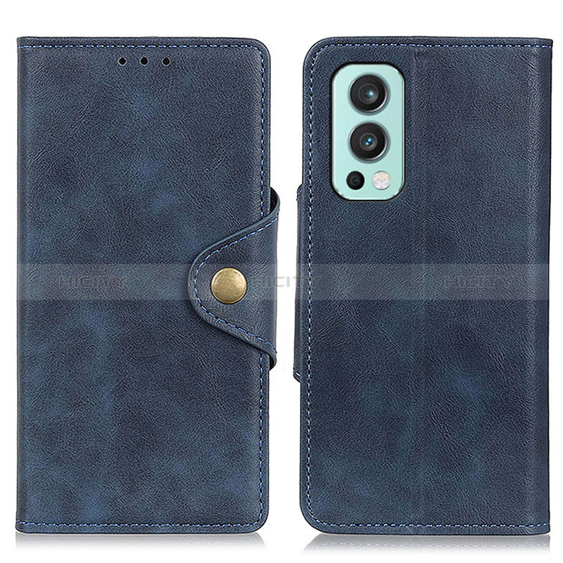 Coque Portefeuille Livre Cuir Etui Clapet N08P pour OnePlus Nord 2 5G Bleu Plus