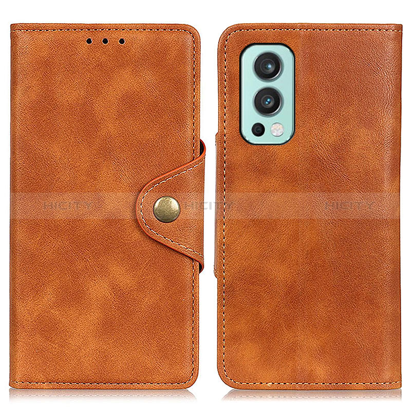 Coque Portefeuille Livre Cuir Etui Clapet N08P pour OnePlus Nord 2 5G Marron Plus