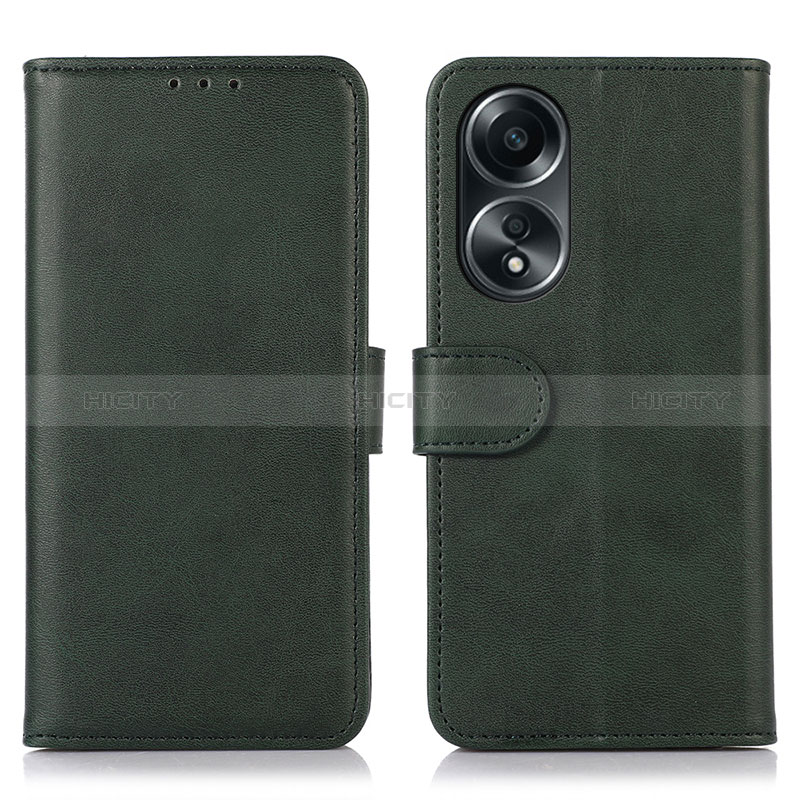 Coque Portefeuille Livre Cuir Etui Clapet N08P pour Oppo A78 4G Vert Plus