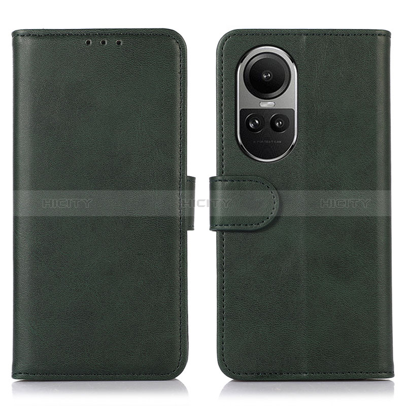 Coque Portefeuille Livre Cuir Etui Clapet N08P pour Oppo Reno10 5G Vert Plus