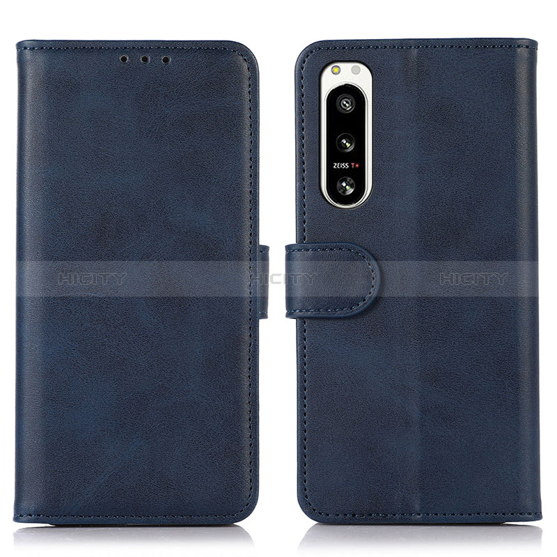 Coque Portefeuille Livre Cuir Etui Clapet N08P pour Sony Xperia 5 IV Bleu Plus