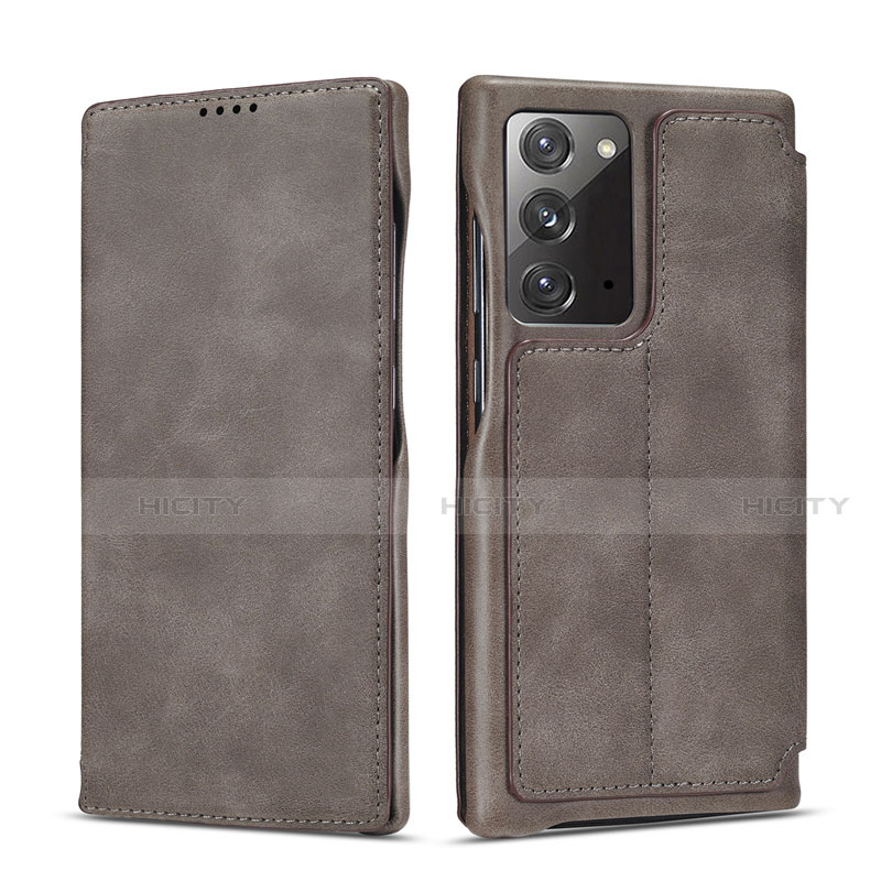 Coque Portefeuille Livre Cuir Etui Clapet N09 pour Samsung Galaxy Note 20 5G Gris Plus