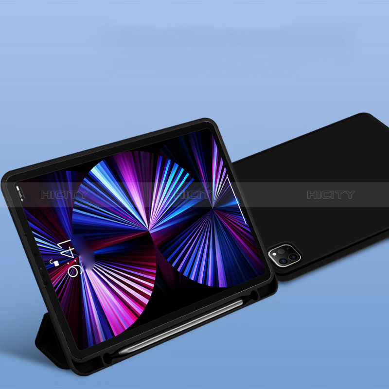 Coque Portefeuille Livre Cuir Etui Clapet P01 pour Apple iPad Pro 12.9 (2021) Noir Plus