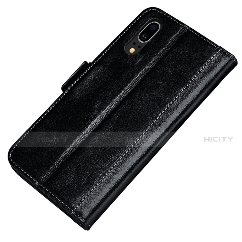 Coque Portefeuille Livre Cuir Etui Clapet P01 pour Huawei P20 Noir Plus