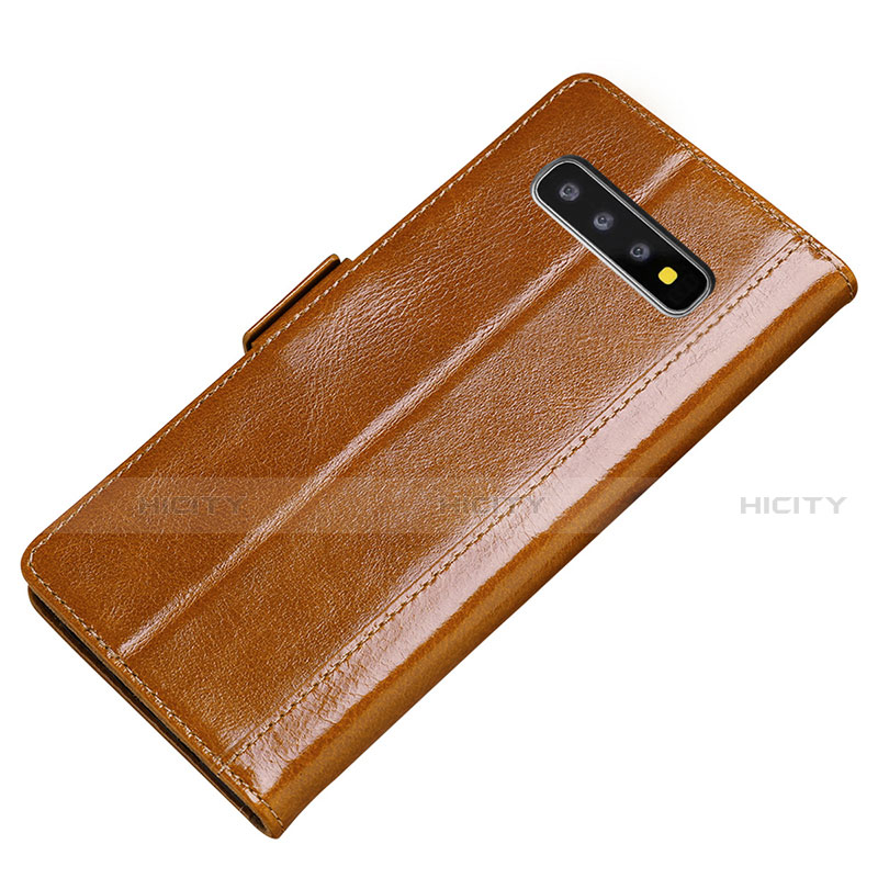 Coque Portefeuille Livre Cuir Etui Clapet P01 pour Samsung Galaxy S10 Plus Orange Plus