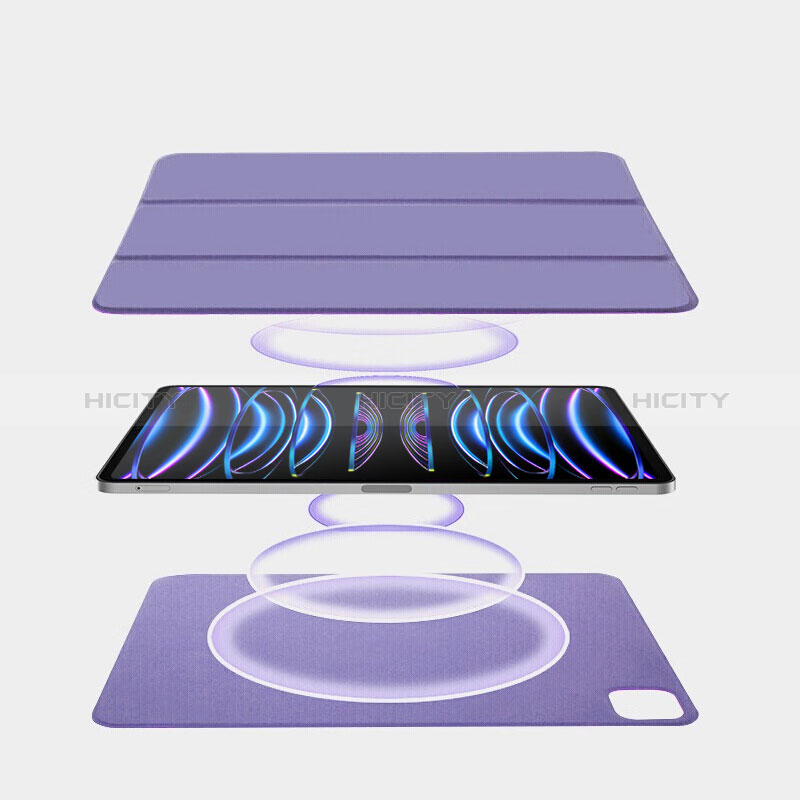Coque Portefeuille Livre Cuir Etui Clapet P02 pour Apple iPad Pro 11 (2022) Gris Lavende Plus