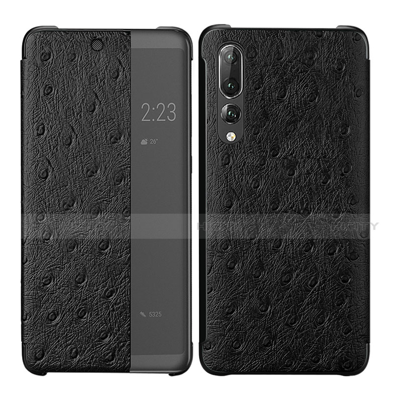 Coque Portefeuille Livre Cuir Etui Clapet P02 pour Huawei P20 Pro Noir Plus