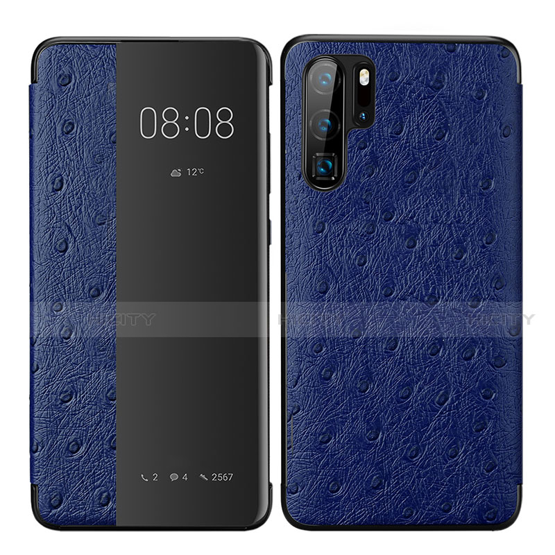 Coque Portefeuille Livre Cuir Etui Clapet P02 pour Huawei P30 Pro Bleu Plus