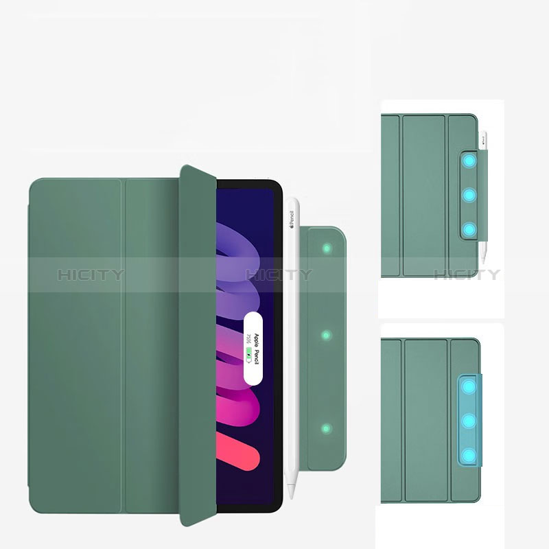 Coque Portefeuille Livre Cuir Etui Clapet P04 pour Apple iPad Mini 6 Vert Plus