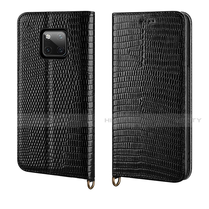 Coque Portefeuille Livre Cuir Etui Clapet P04 pour Huawei Mate 20 Pro Noir Plus