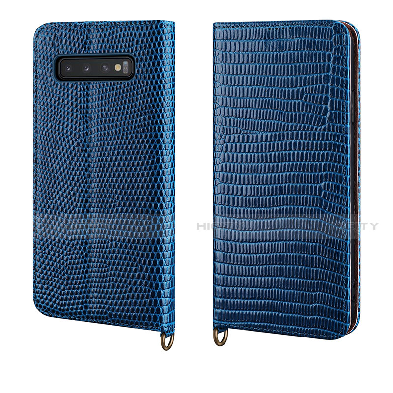 Coque Portefeuille Livre Cuir Etui Clapet P04 pour Samsung Galaxy S10 5G Bleu Plus